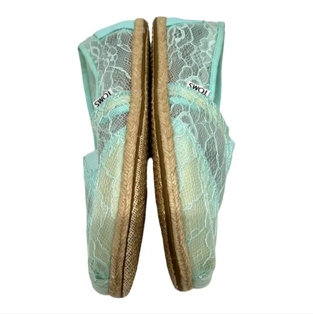 NWOT Toms Aqua Lace Alpargata Classic Slip On Espadrille Shoes - Picture 8 of 13